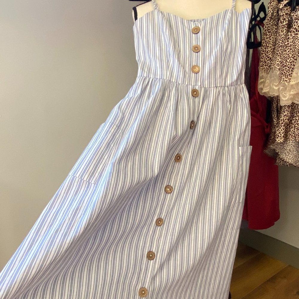 Davi & Dani Striped Button Down Dress